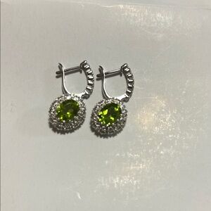 NWT Manchurian Peridot with white zircon earrings